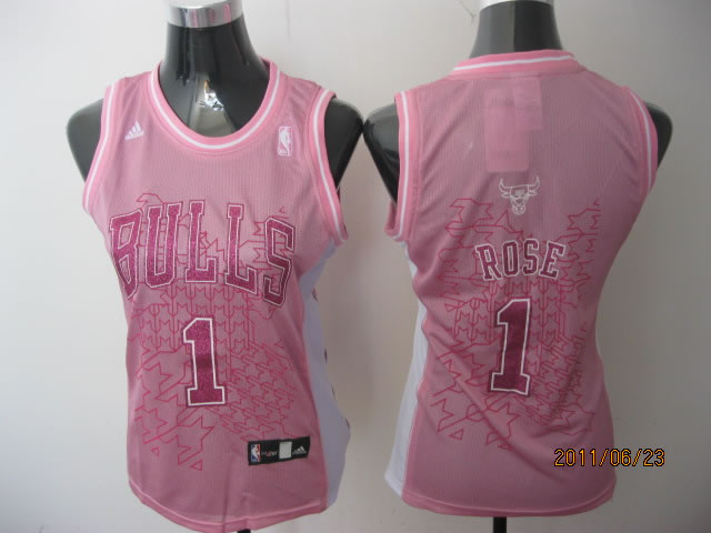  NBA Women Chicago Bulls 1 Derrick Rose Swingman Pink Jersey